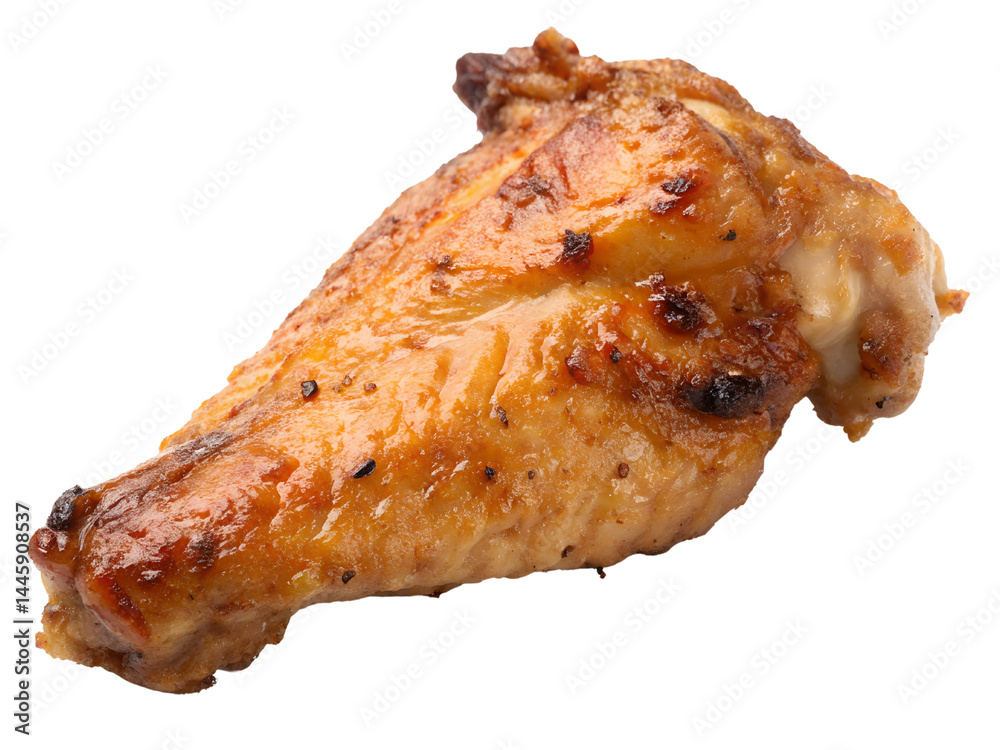Grilled Chicken Wing Close-Up Isolate on transparent background cutout, PNG file, Cutout file