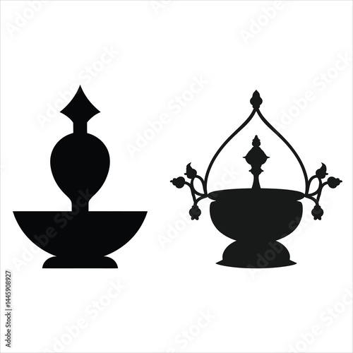 Vector Silhouette illustration of temple shape Kalas Set for Hindu Religion elements..