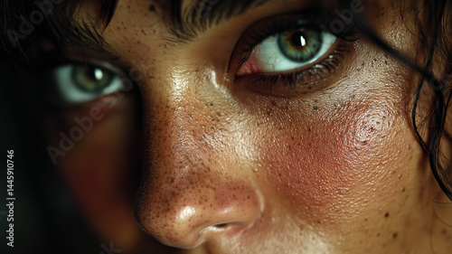 Develop a photo-realistic medium shot of a carribean woman Black woman, loreal girl, brown hairs