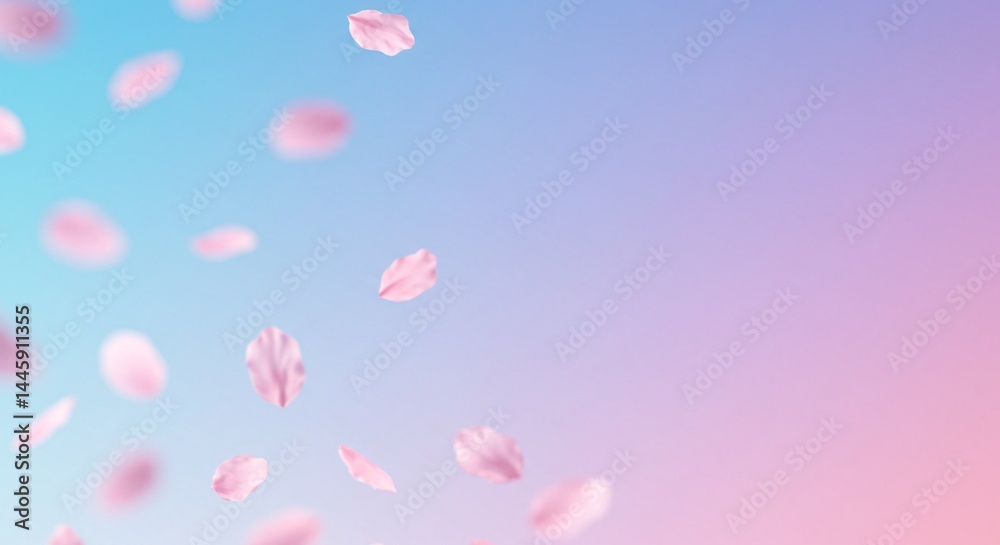 Pastel Pink and Blue Dreamy Background with Falling Petals Perfect for Spring Designs Pastel Pink and Blue Dreamy Background with Falling Petals Perfect for Spring Designs