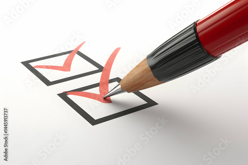 A red pen marking two check boxes on a white surface, indicating completion or choice