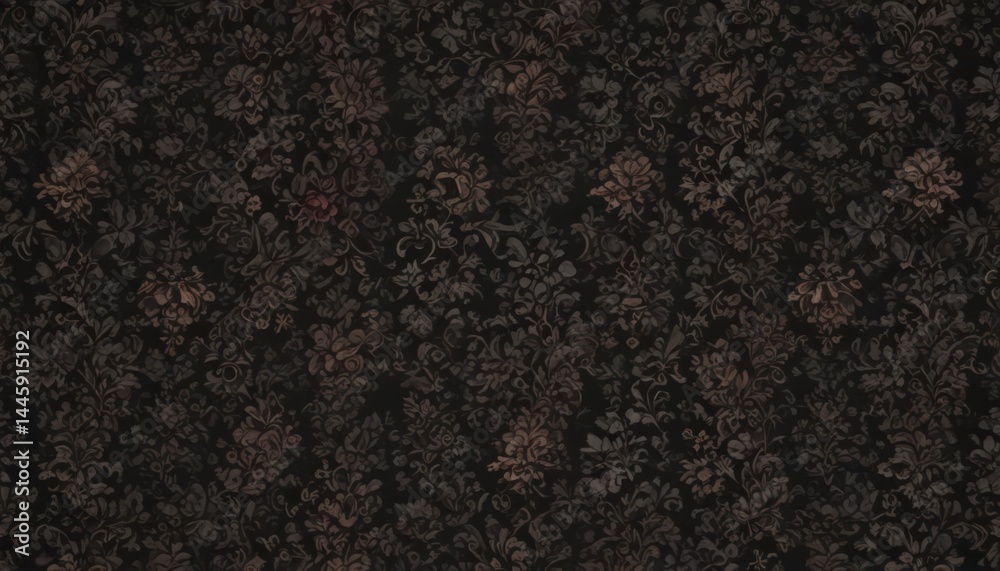 Fototapeta premium Intricate dark floral damask, seamless gothic wallpaper texture, decor, brown