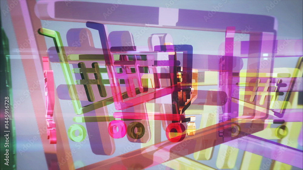 Shopping cart e-commerce business symbol 3d illustration