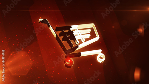 Obraz na płótnie Shopping cart e-commerce business golden symbol 3d illustration w salonie