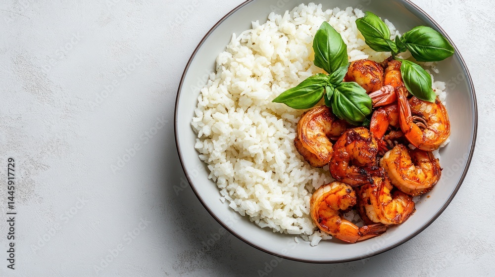 Delicious Spicy Shrimp with Fluffy White Rice Delicious Spicy Shrimp with Fluffy White Rice