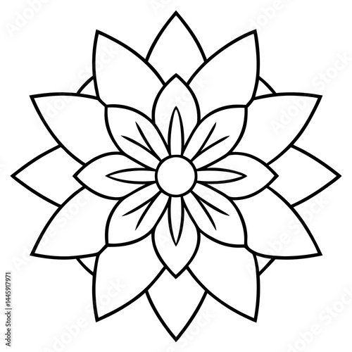 inimal Cosmos-Themed Mandala Line Art