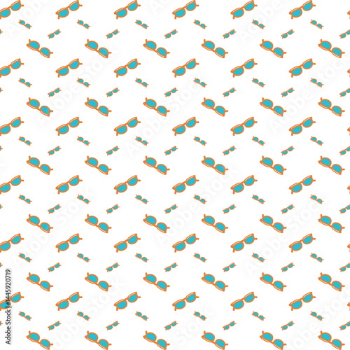 Seamless Pattern of Colorful Sunglasses with Orange Frames and Blue Lenses