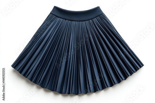 Elegant navy pleated faux leather mini skirt stylish and chic perfect for any occasion Flat lay