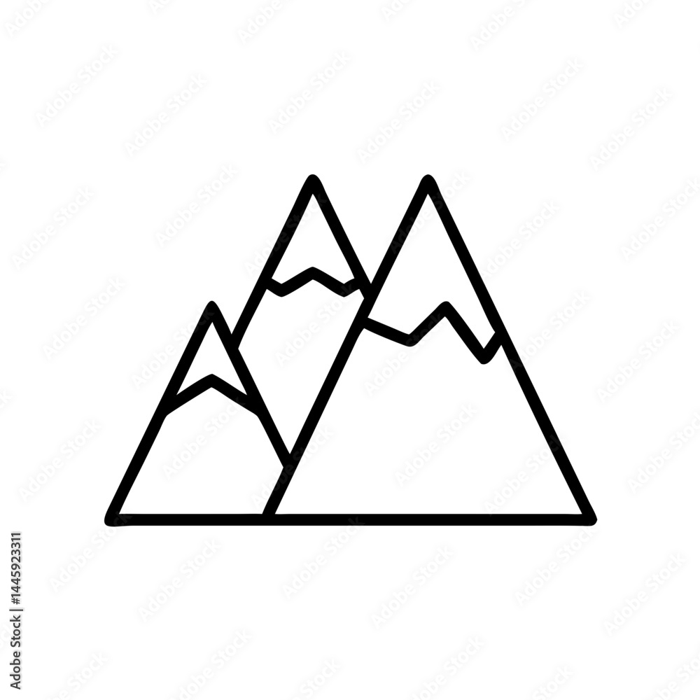 Mountain icon outline illustration on a simple white background Mountain icon outline illustration on a simple white background