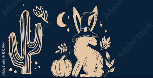 Hand-drawn vintage mystical and magic symbols illustration