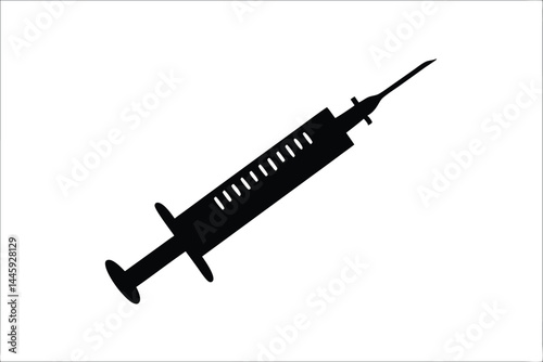 syringe with needle black silhouette vector, Syringe black symbol