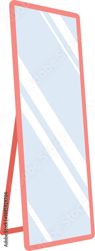 pink full-length mirror flat vector isolated illustration