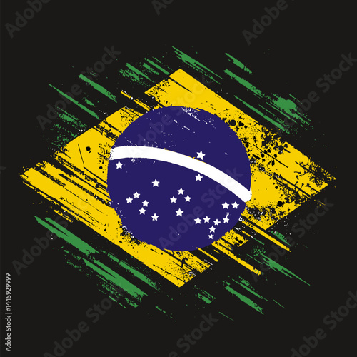 grunge brazil flag