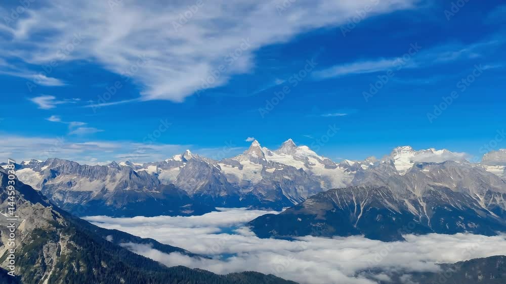 Snowcapped mountain range panorama Snowcapped mountain range panorama