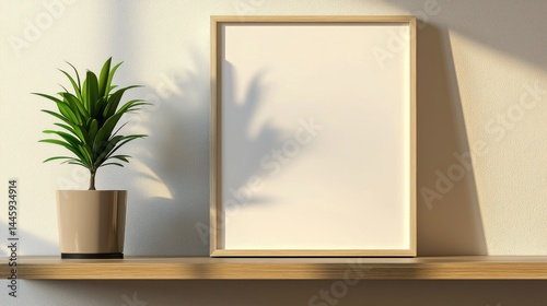 Minimalist Home Decor: A Blank Canvas with a Lush Green Plant