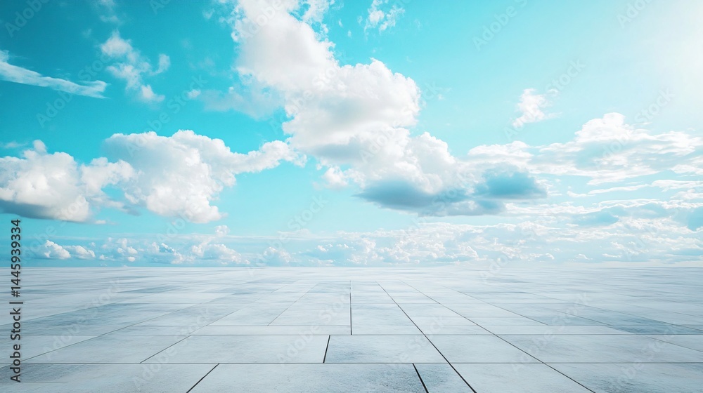Fototapeta premium Sleek Empty Floor with Clear View and Stunning Background