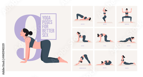 yoga poses for Better Sex. Young woman practicing Yoga pose. Woman workout fitness, aerobic and exercises. 