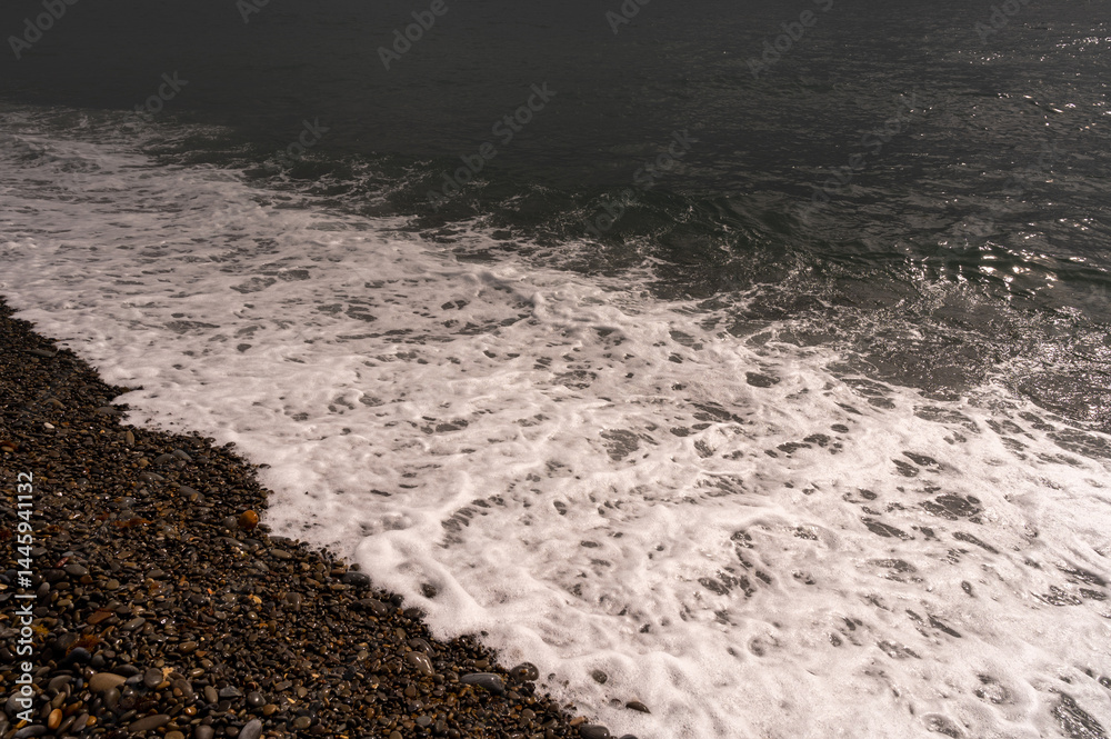 Water sea beach. Nature river wave. Ocean stone coast.