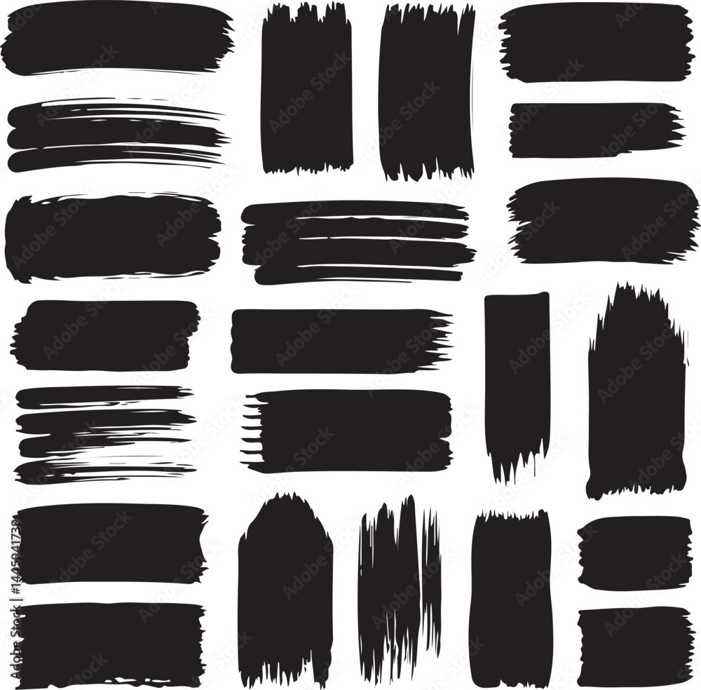 Collection of vector paint brush strokes on white background Collection of vector paint brush strokes on white background
