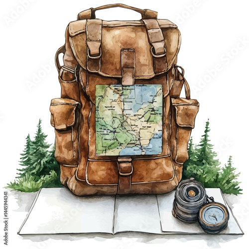 Weatherproof Survival Manual, watercolor vector, isolated on a white background.
