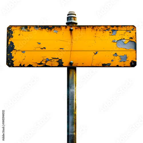Aged and Blank Road Sign and blank yellow sign