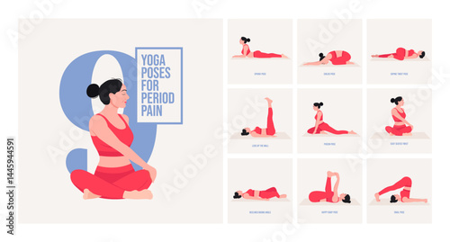 yoga poses for Period Pain. Young woman practicing Yoga pose. Woman workout fitness, aerobic and exercises. 