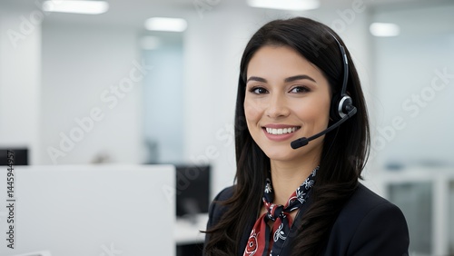 Professional Customer Service Representative with Headset, Providing Excellent Support