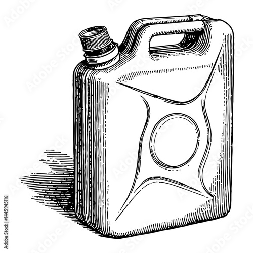 Gas Can Jerrycan Portable Container for Fuel or Liquid Black and White Outline Line Art Drawing