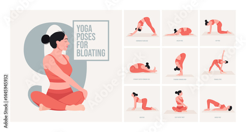 yoga poses for Bloating. Young woman practicing Yoga pose. Woman workout fitness, aerobic and exercises. 