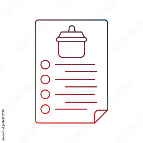 cooking list gradient outline icon with white background vector stock illustration
