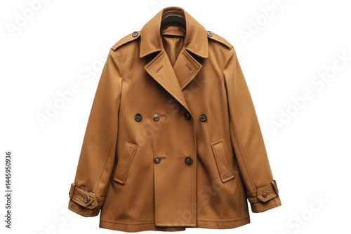 Stylish camel brown wool peacoat double breasted autumn fashion warm winter coat neutral tones