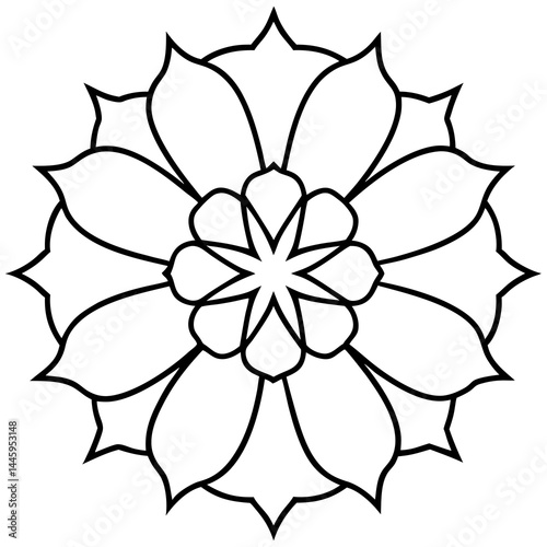 Mystical Floral Mandala Outline Vector