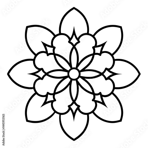 Mystical Floral Mandala Outline Vector