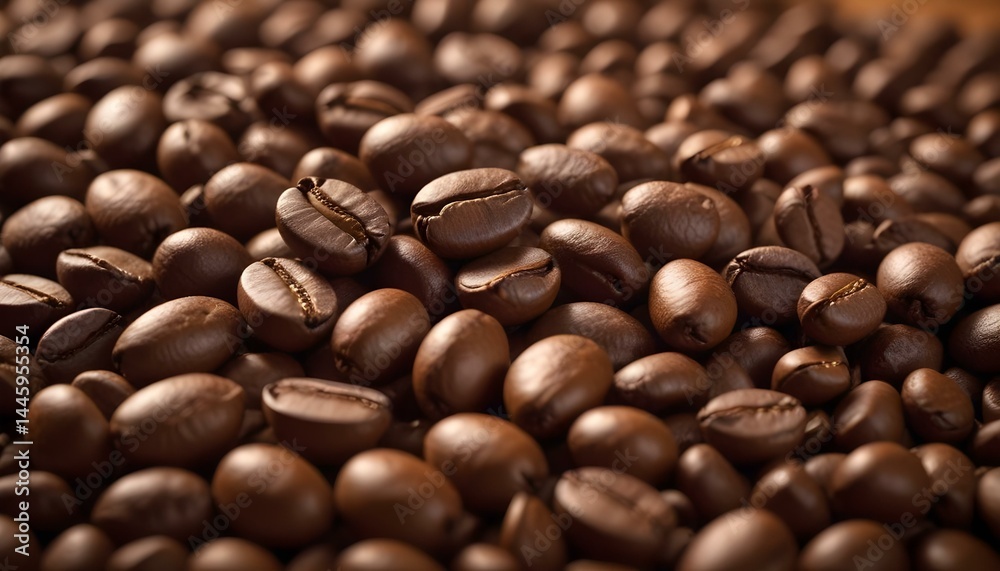 Close-up shot showing a variety of roasted coffee beans ready to be brewed into a delicious drink. Close-up shot showing a variety of roasted coffee beans ready to be brewed into a delicious drink.