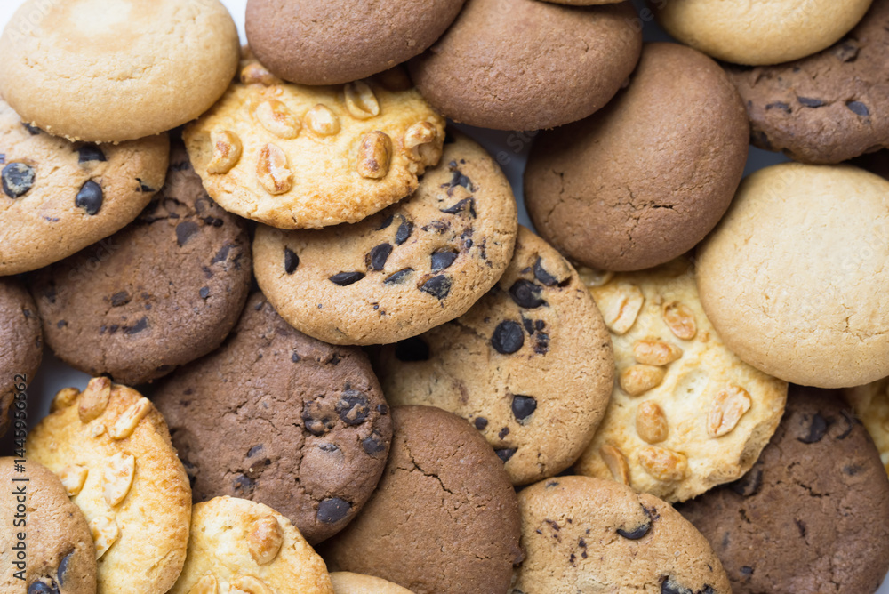 Set of different cookies isolated on white background