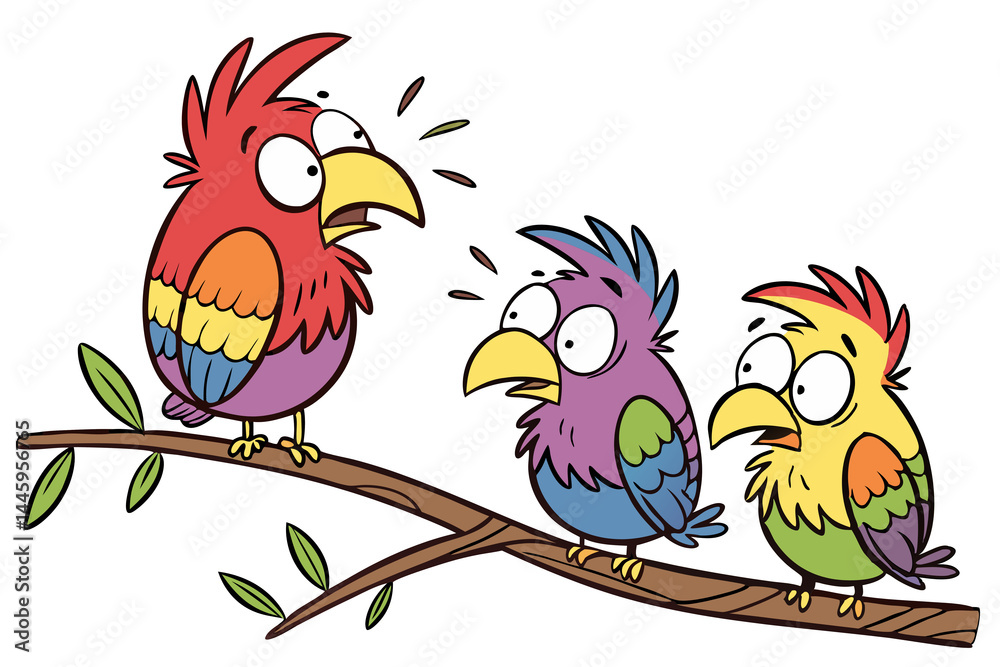 Naklejka premium Parrots on a branch