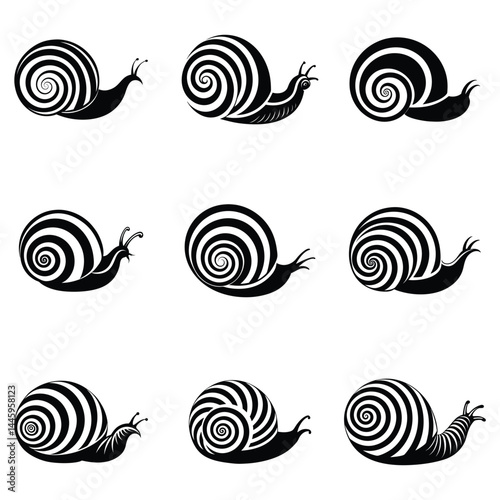 Snail line art silhouette vector illustration, Snail clip art