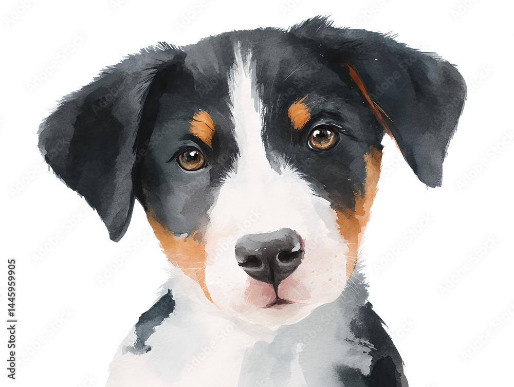 A black and white dog