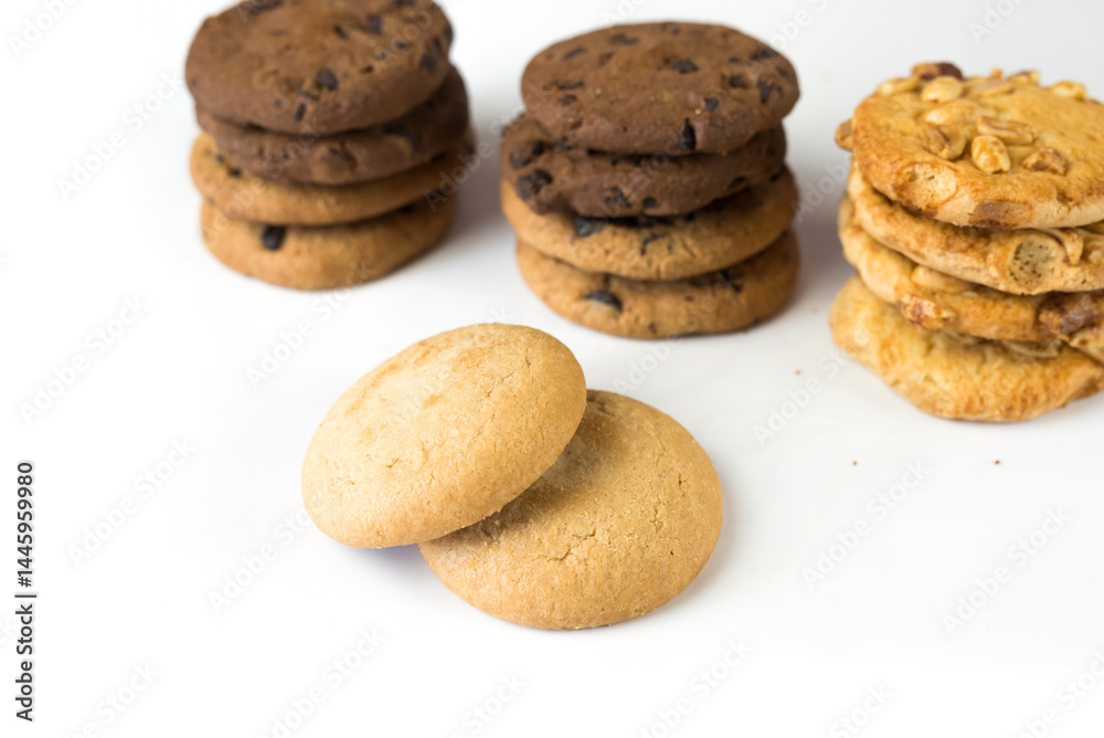 round cookies on a white background. cookies