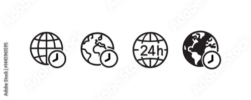 Global time and world clock icons Vector