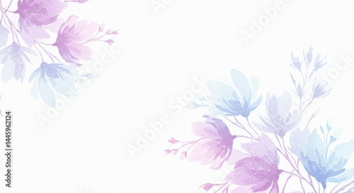 Wallpaper Mural Floral Watercolor Illustration with Pink and Blue Flowers Torontodigital.ca