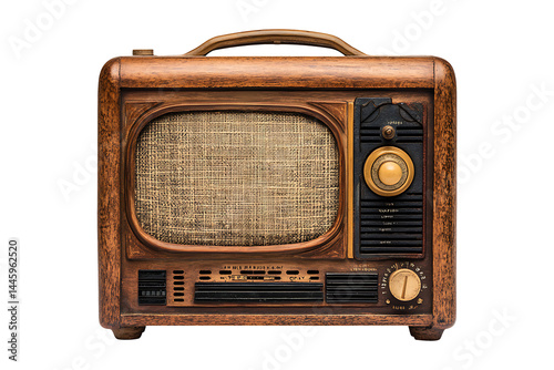 old vintage radio isolated on transparent background