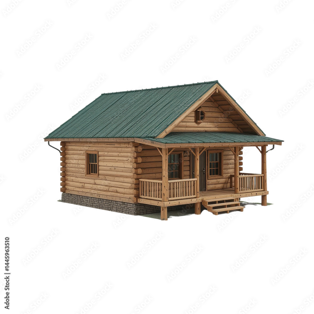 Charming Rustic Log Cabin with Green Roof and Porch perfect for Vacation Rental Charming Rustic Log Cabin with Green Roof and Porch perfect for Vacation Rental