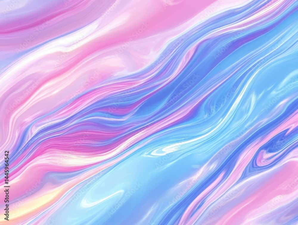 Obraz premium Abstract Iridescent Swirl Background with Shimmering Holographic Effect