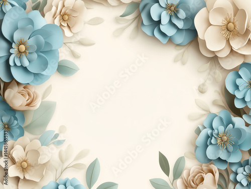 Floral Mother’s Day card template with blank space, generative artificial intelligence