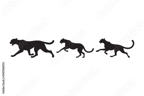 Running Cheetah Silhouette SVG Wild Cat Animal Clipart for Speed and Motion Designs