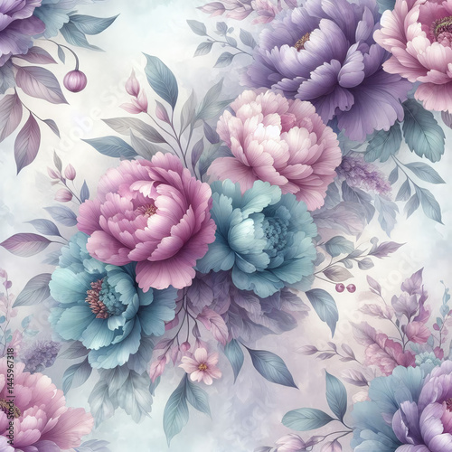 Watercolor flowers, white background.