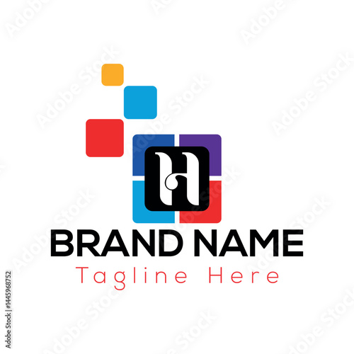 Company logo design is a crucial business concept, often utilizing an icon or symbol with text for web and marketing H logo design 