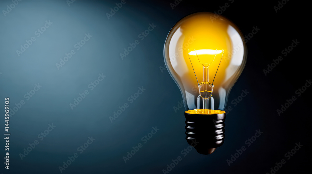 Light bulb glowing brightly against a dark background creating a striking visual contrast Light bulb glowing brightly against a dark background creating a striking visual contrast
