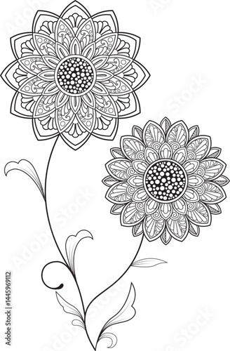 Beautiful Mandala pattern flower drawing